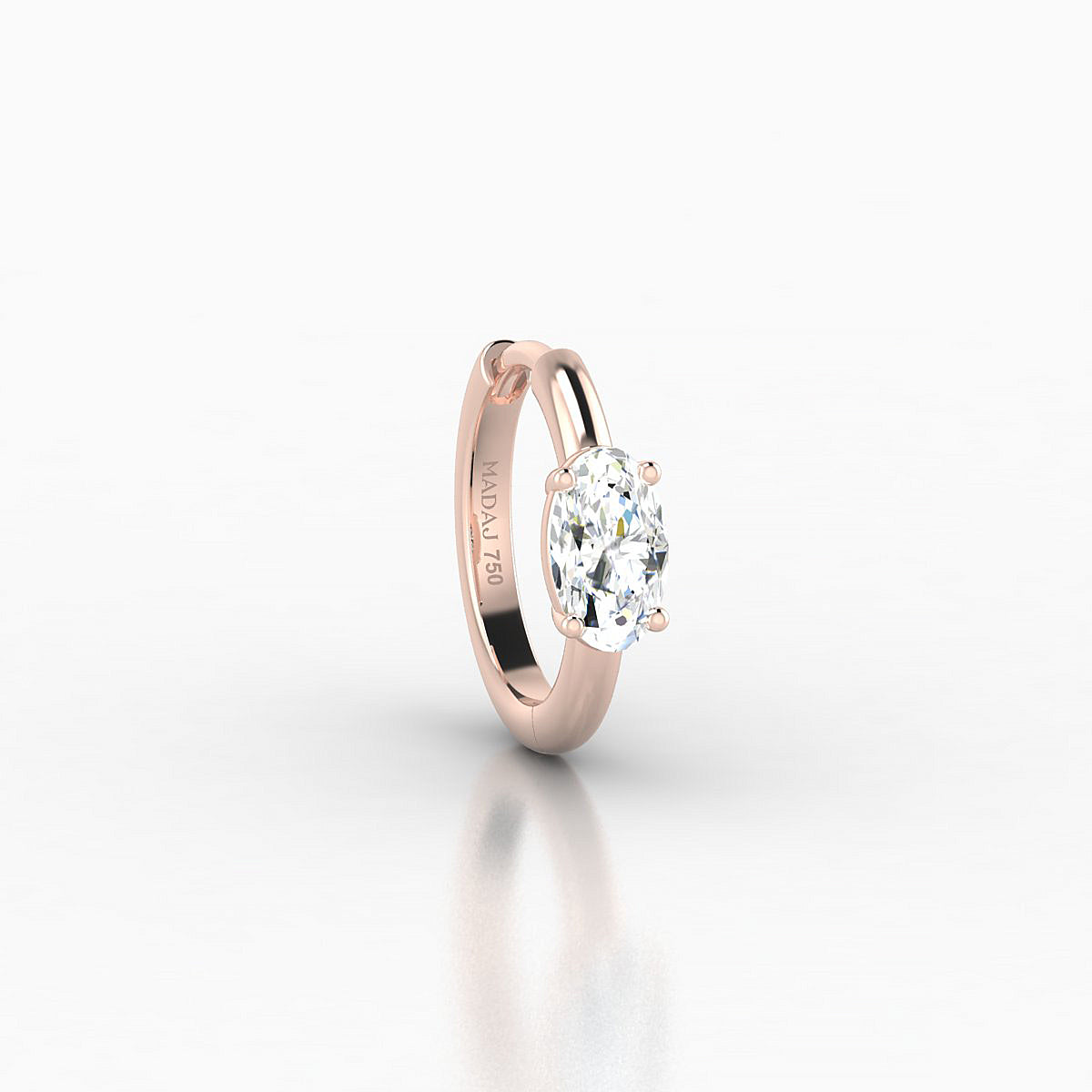 Dea | 18k Rose Gold 8 mm Oval Diamond Nose Ring Piercing