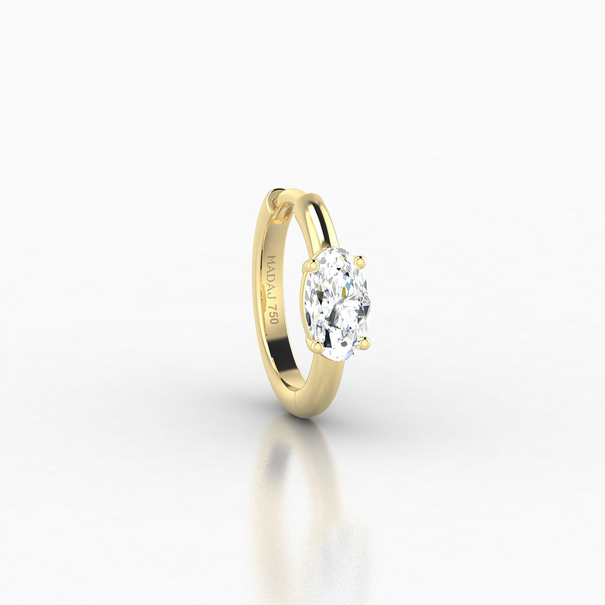 Dea | 18k Yellow Gold 8 mm Oval Diamond Nose Ring Piercing