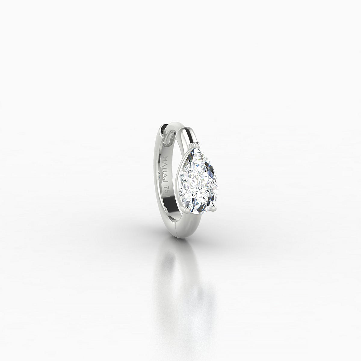 Dea | 18k White Gold 6.5 mm Pear Diamond Hoop Piercing