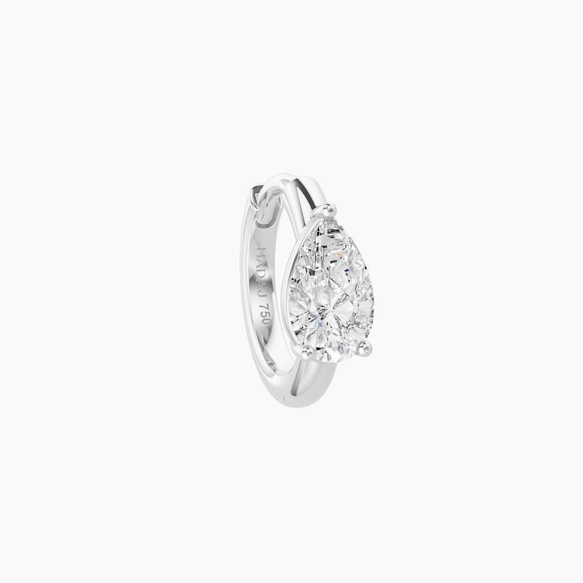Dea | 18k White Gold 6.5 mm Pear Diamond Nose Ring Piercing