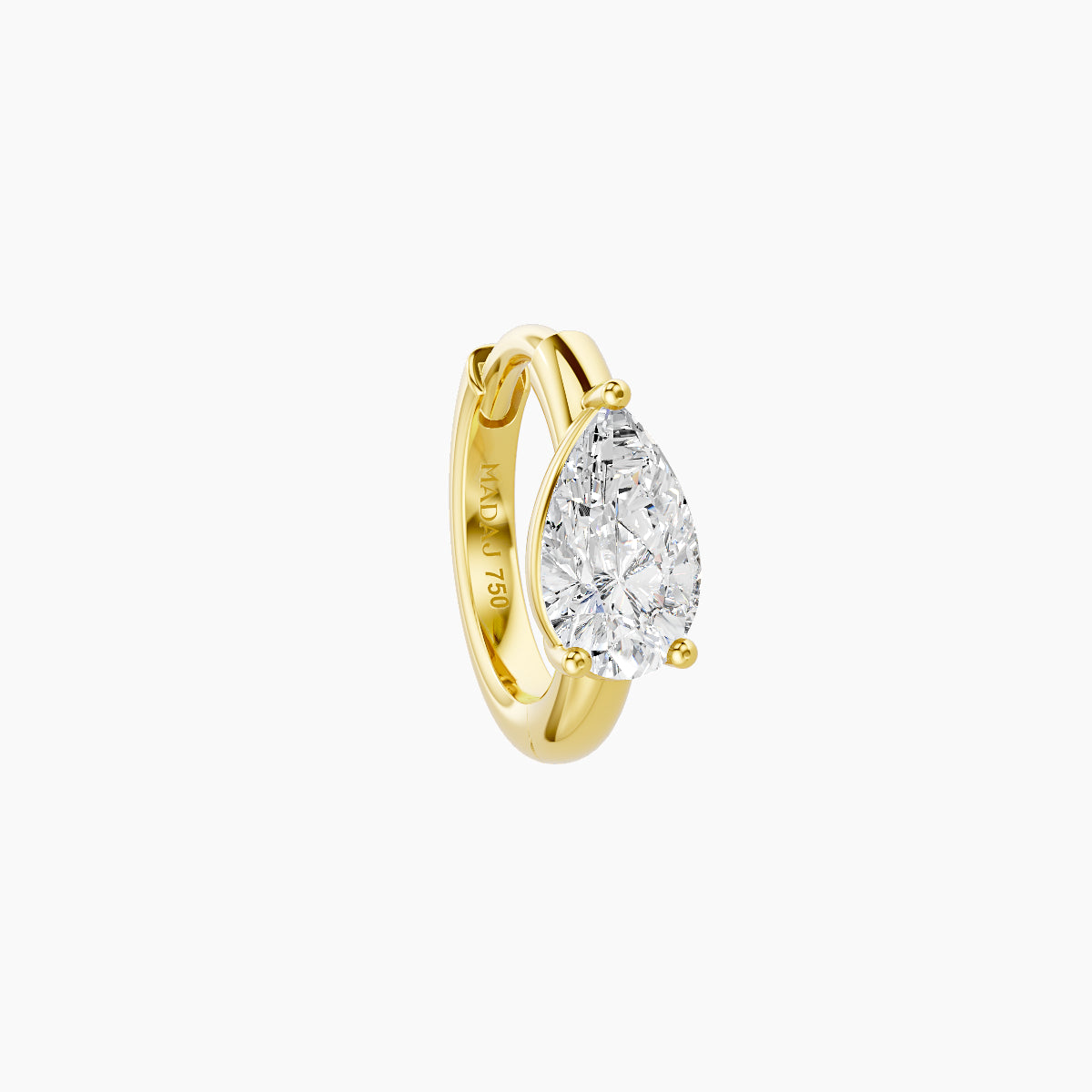 Dea | 18k Yellow Gold 6.5 mm Pear Diamond Nose Ring Piercing