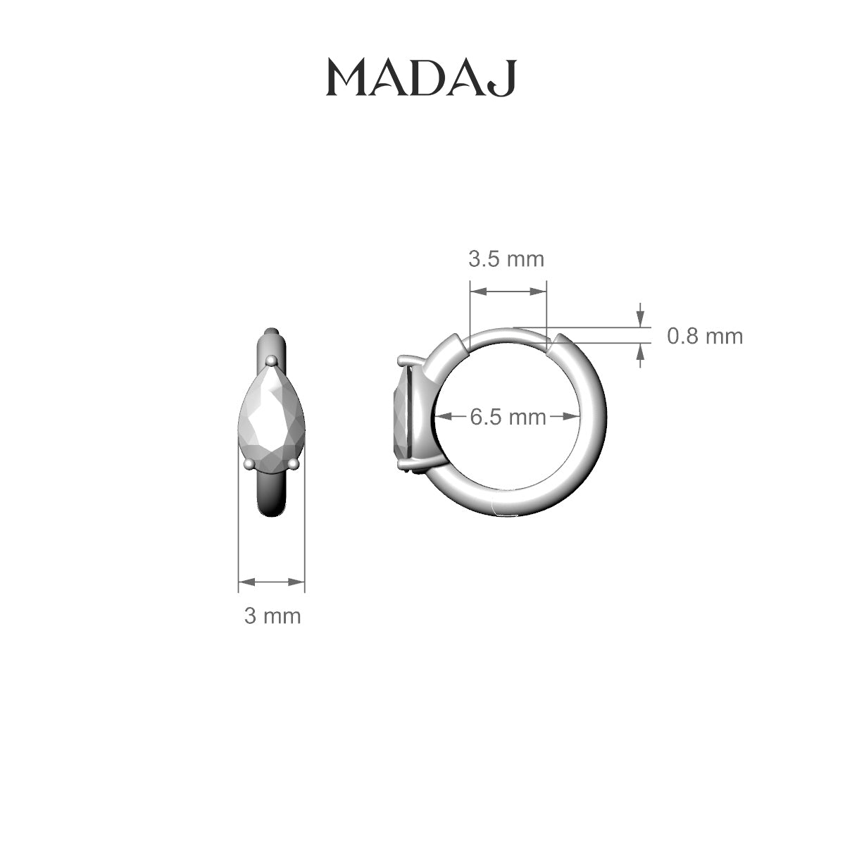 Dea | 18k Rose Gold 6.5 mm Pear Diamond Nose Ring Piercing