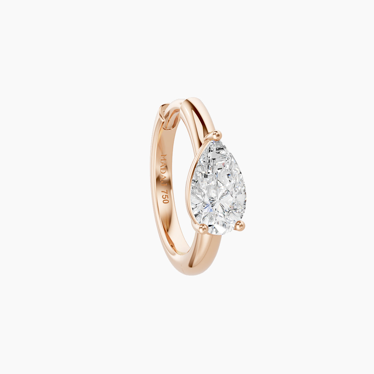 Dea | 18k Rose Gold 8 mm Pear Diamond Nose Ring Piercing