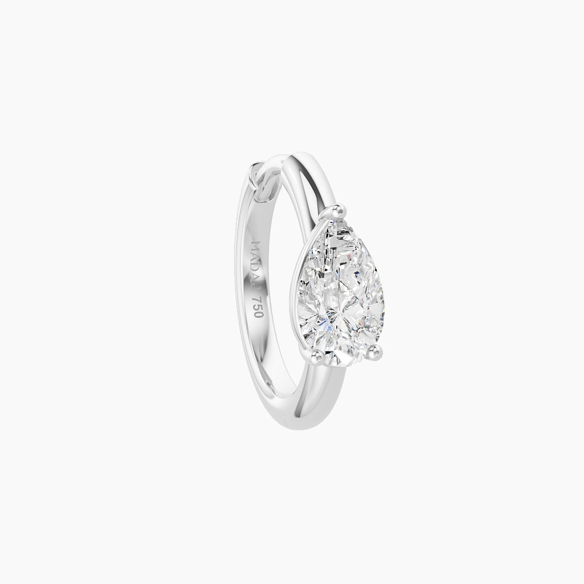 Dea | 18k White Gold 8 mm Pear Diamond Nose Ring Piercing