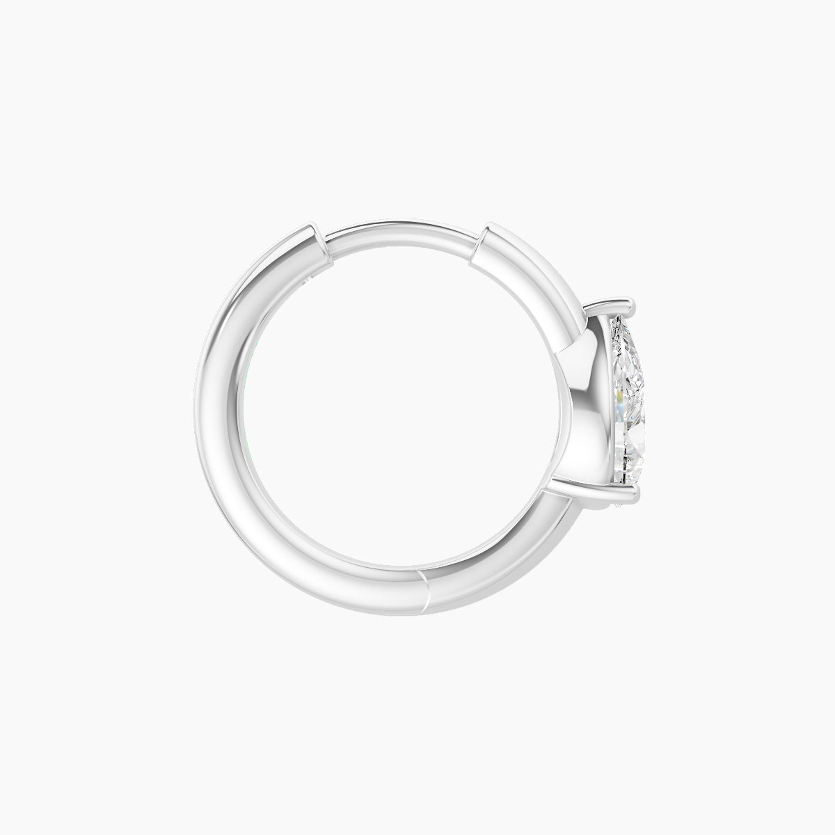Dea | 18k White Gold 8 mm Pear Diamond Nose Ring Piercing