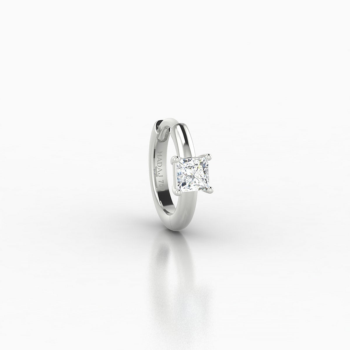 Dea | 18k White Gold 6.5 mm Princess Diamond Hoop Piercing