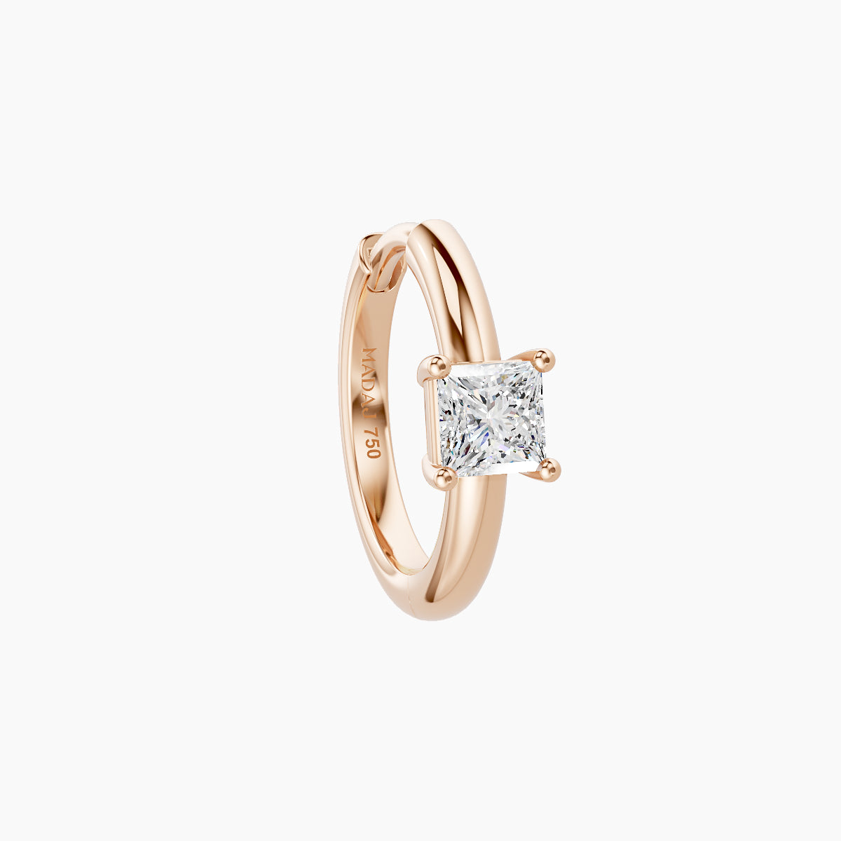 Dea | 18k Rose Gold 8 mm Princess Diamond Hoop Piercing