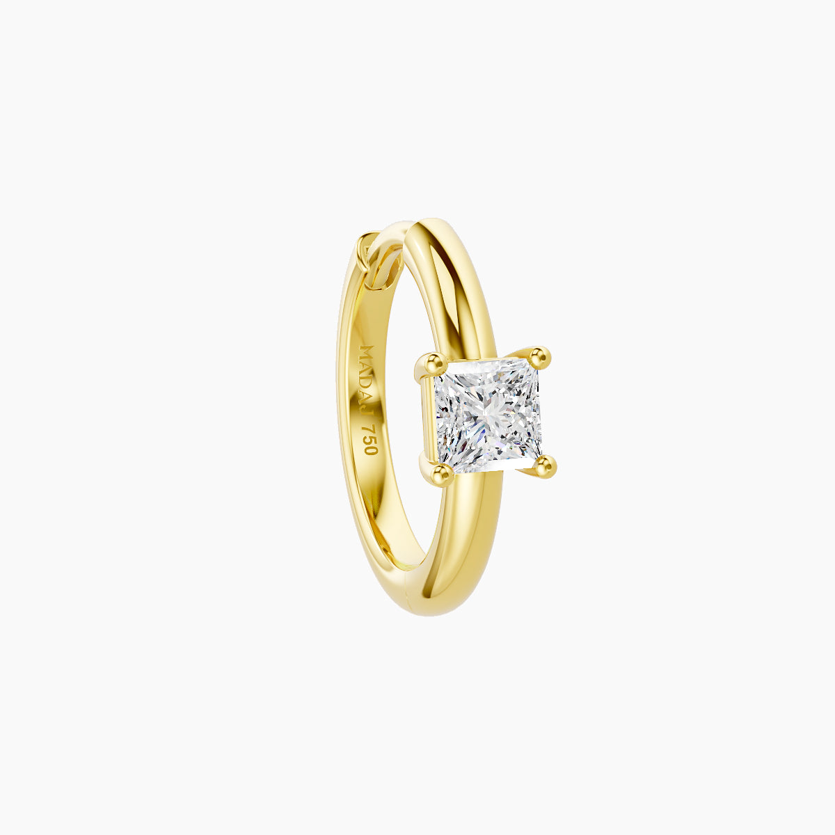 Dea | 18k Yellow Gold 8 mm Princess Diamond Hoop Piercing