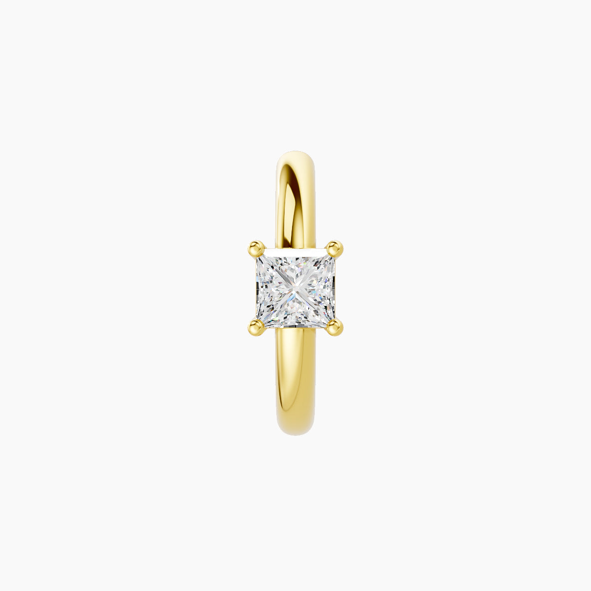 Dea | 18k Yellow Gold 8 mm Princess Diamond Hoop Piercing