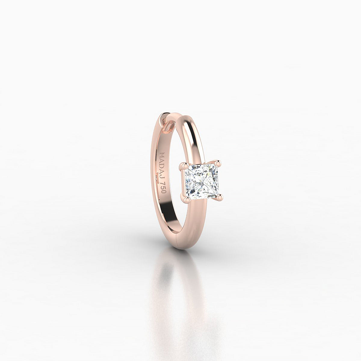 Dea | 18k Rose Gold 8 mm Princess Diamond Hoop Piercing