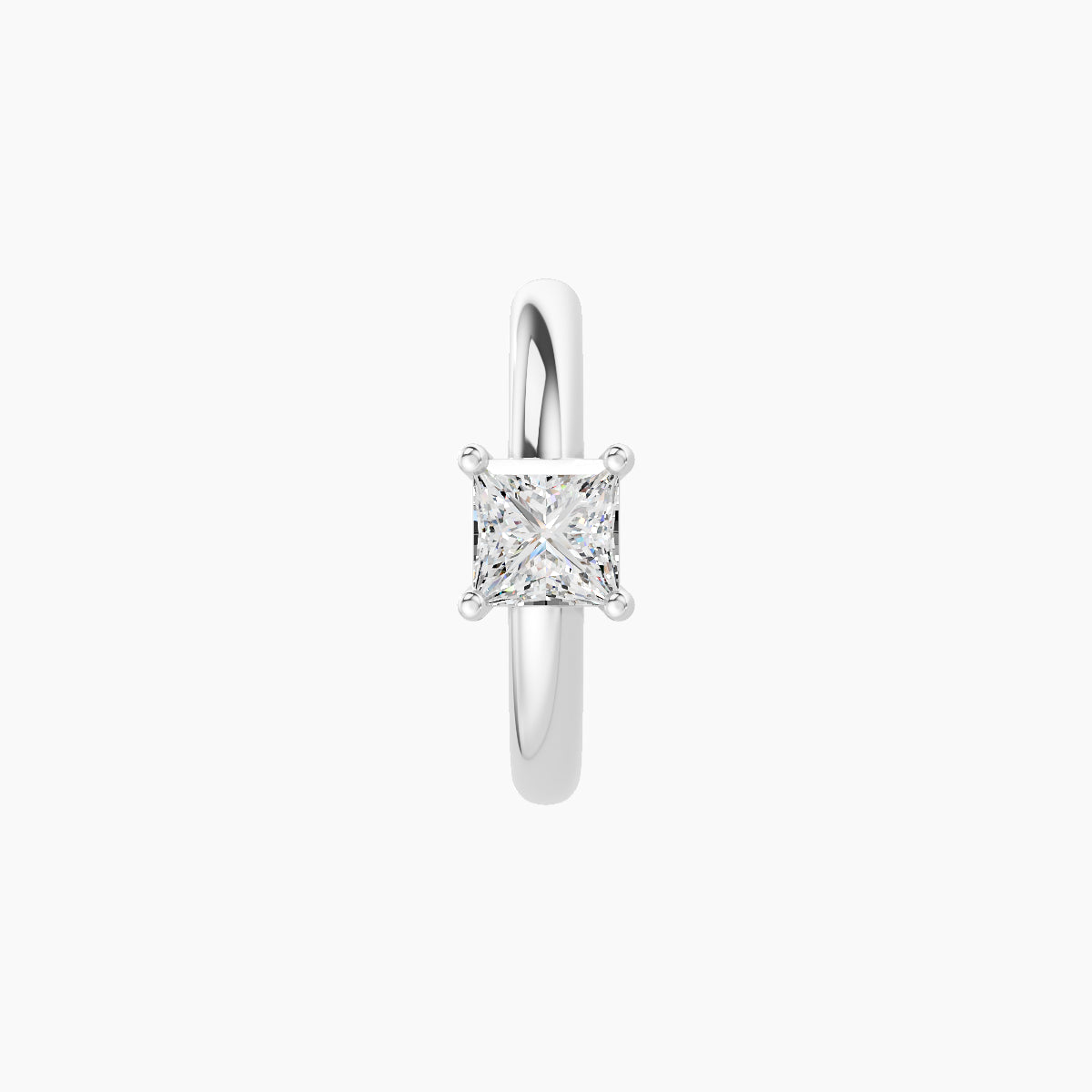 Dea | 18k White Gold 8 mm Princess Diamond Nose Ring Piercing