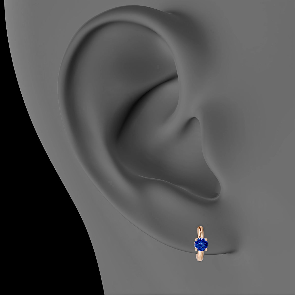 Dea | 18k Rose Gold 6.5 mm Round Sapphire Hoop Piercing
