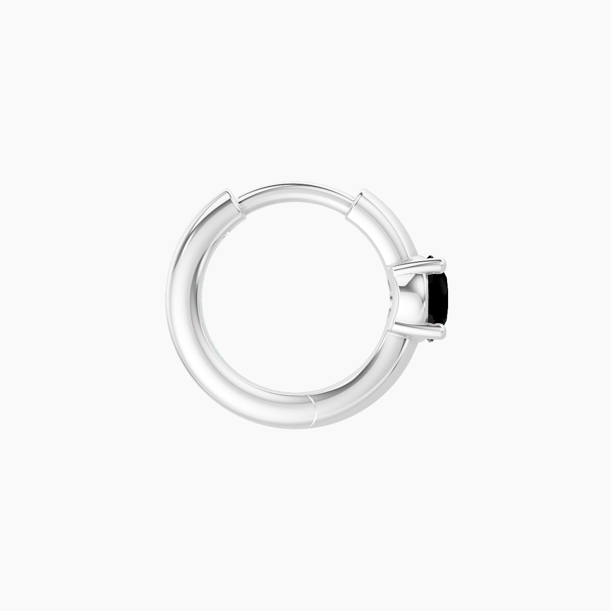 Dea | 18k White Gold 6.5 mm Round Black Diamond Hoop Piercing