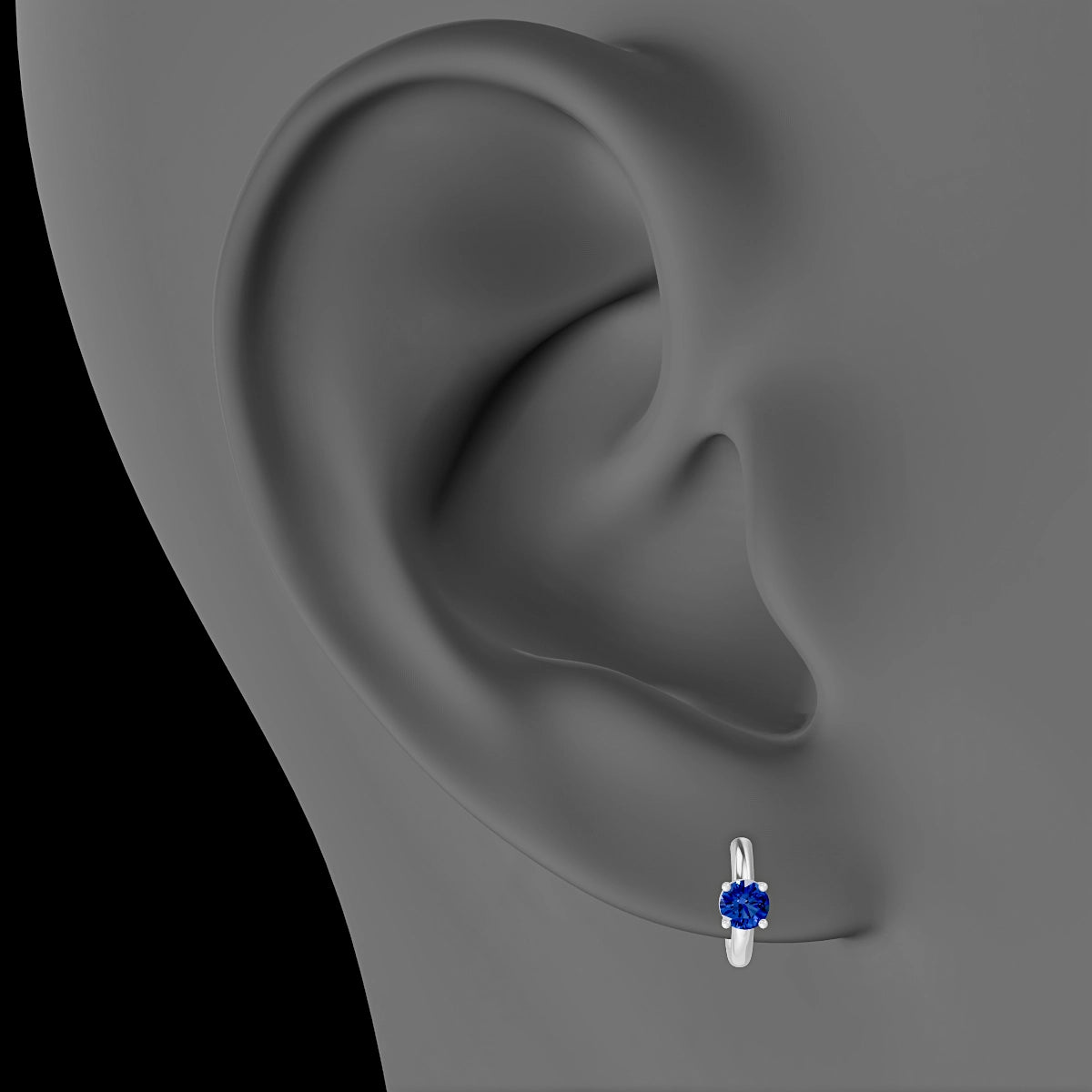 Dea | 18k White Gold 6.5 mm Round Sapphire Hoop Piercing