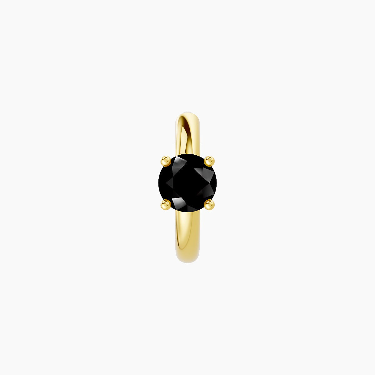 Dea | 18k Yellow Gold 6.5 mm Round Black Diamond Hoop Piercing