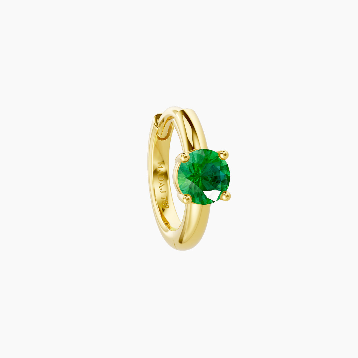 Dea | 18k Yellow Gold 6.5 mm Round Emerald Hoop Piercing