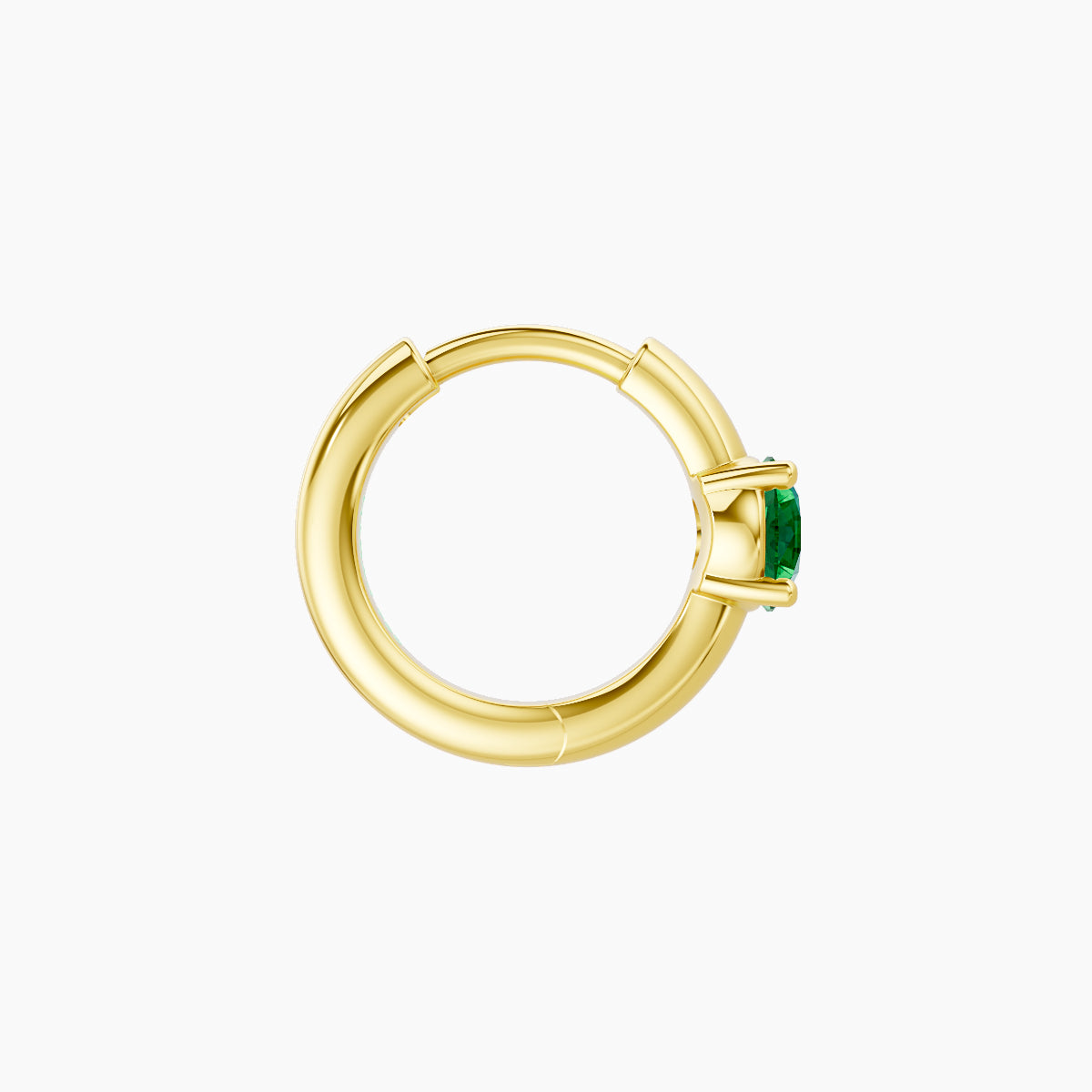 Dea | 18k Yellow Gold 6.5 mm Round Emerald Hoop Piercing