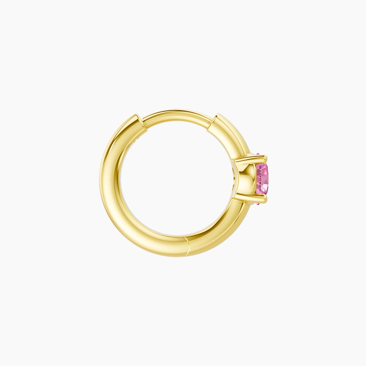 Dea | 18k Yellow Gold 6.5 mm Round Pink Sapphire Hoop Piercing