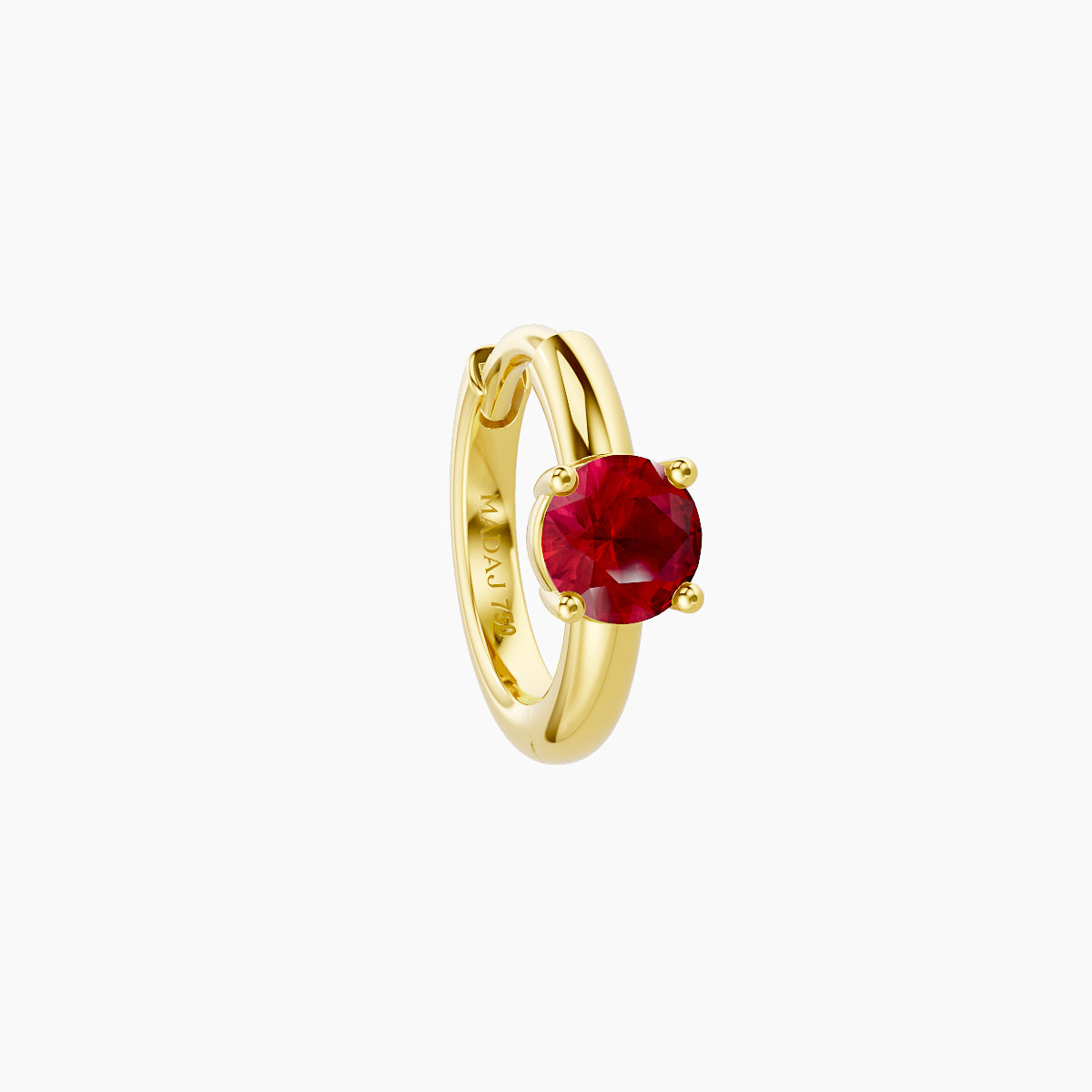 Dea | 18k Yellow Gold 6.5 mm Round Ruby Hoop Piercing