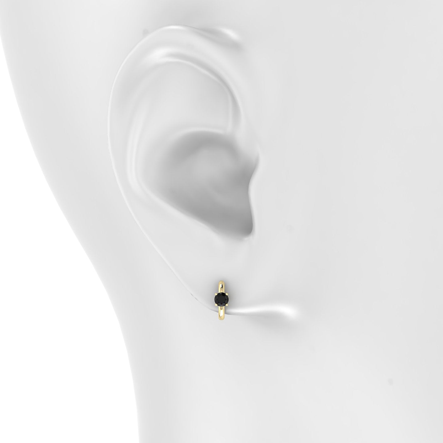 Dea | 18k Yellow Gold 6.5 mm Round Black Diamond Hoop Piercing