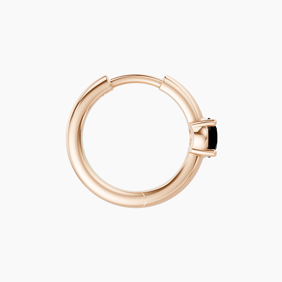 Dea | 18k Rose Gold 8 mm Round Black Diamond Hoop Piercing