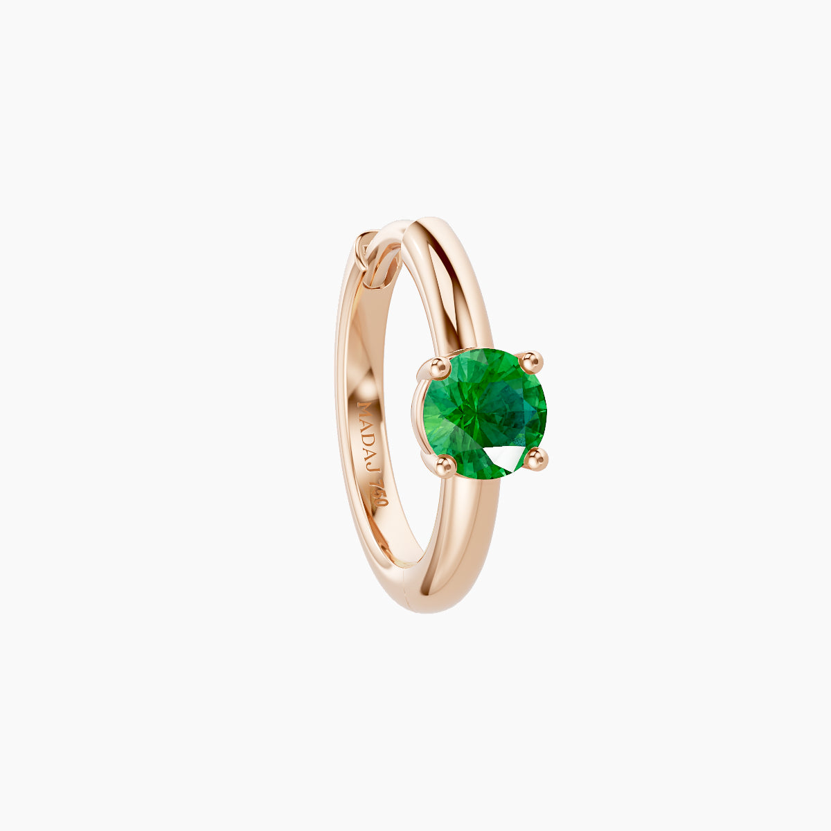 Dea | 18k Rose Gold 8 mm Round Emerald Hoop Piercing