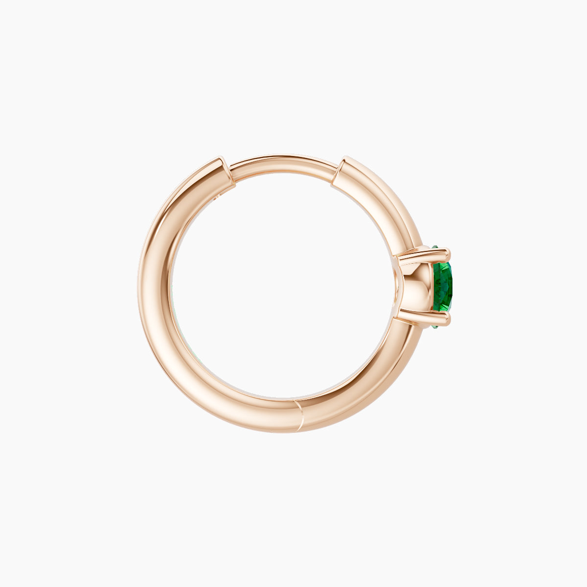 Dea | 18k Rose Gold 8 mm Round Emerald Hoop Piercing