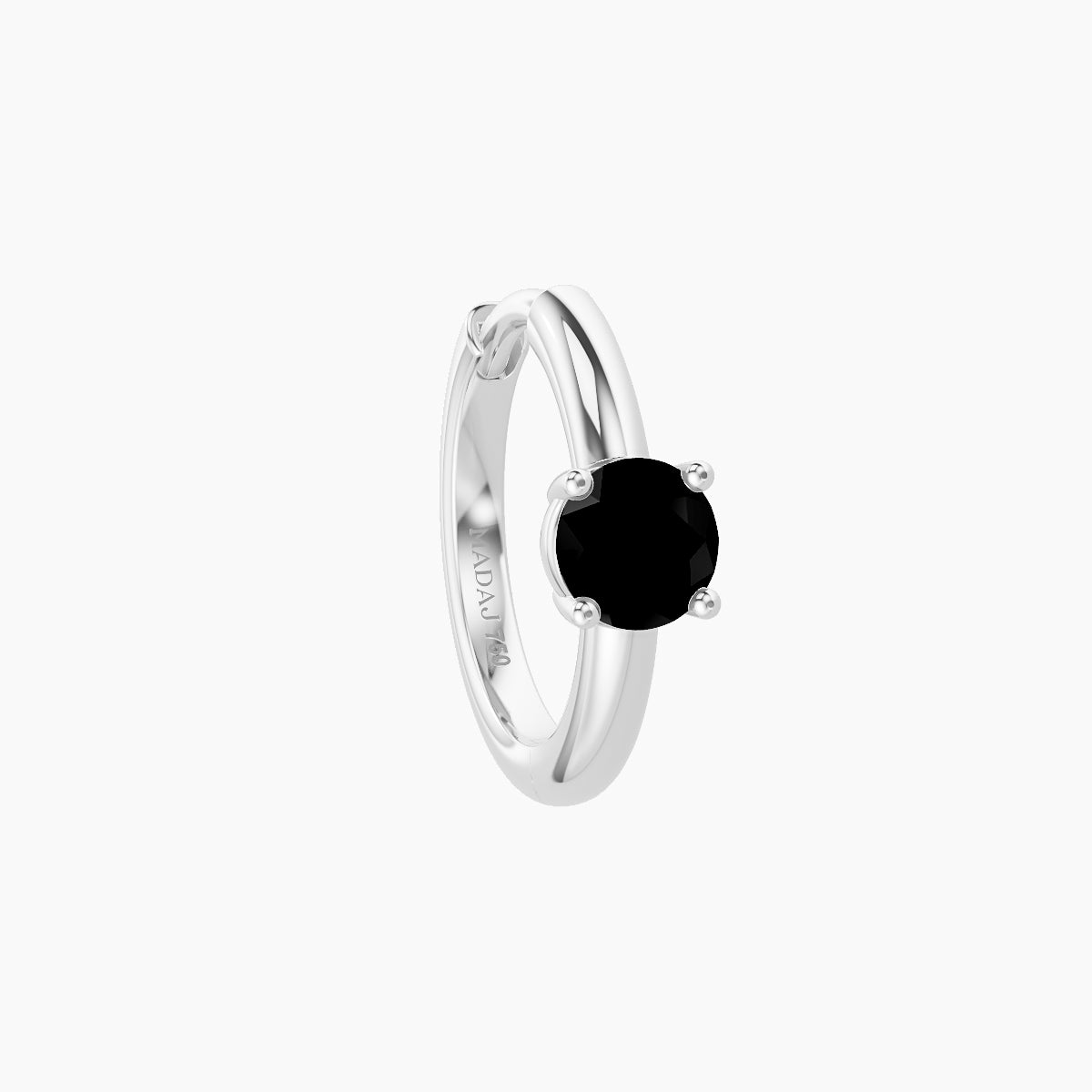 Dea | 18k White Gold 8 mm Round Black Diamond Hoop Piercing