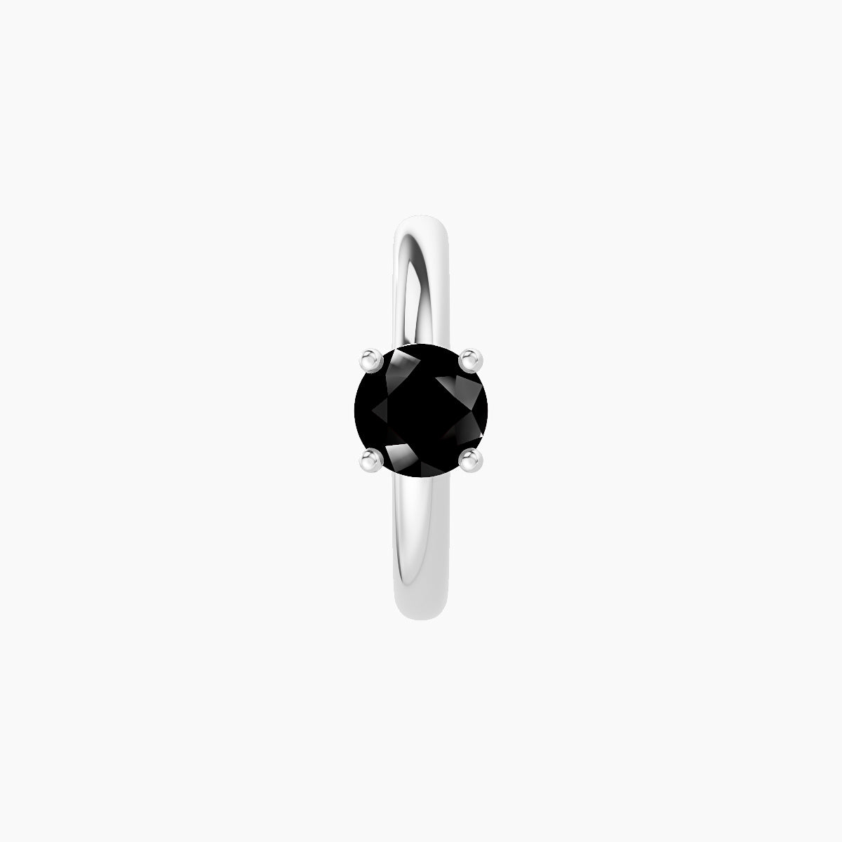 Dea | 18k White Gold 8 mm Round Black Diamond Hoop Piercing