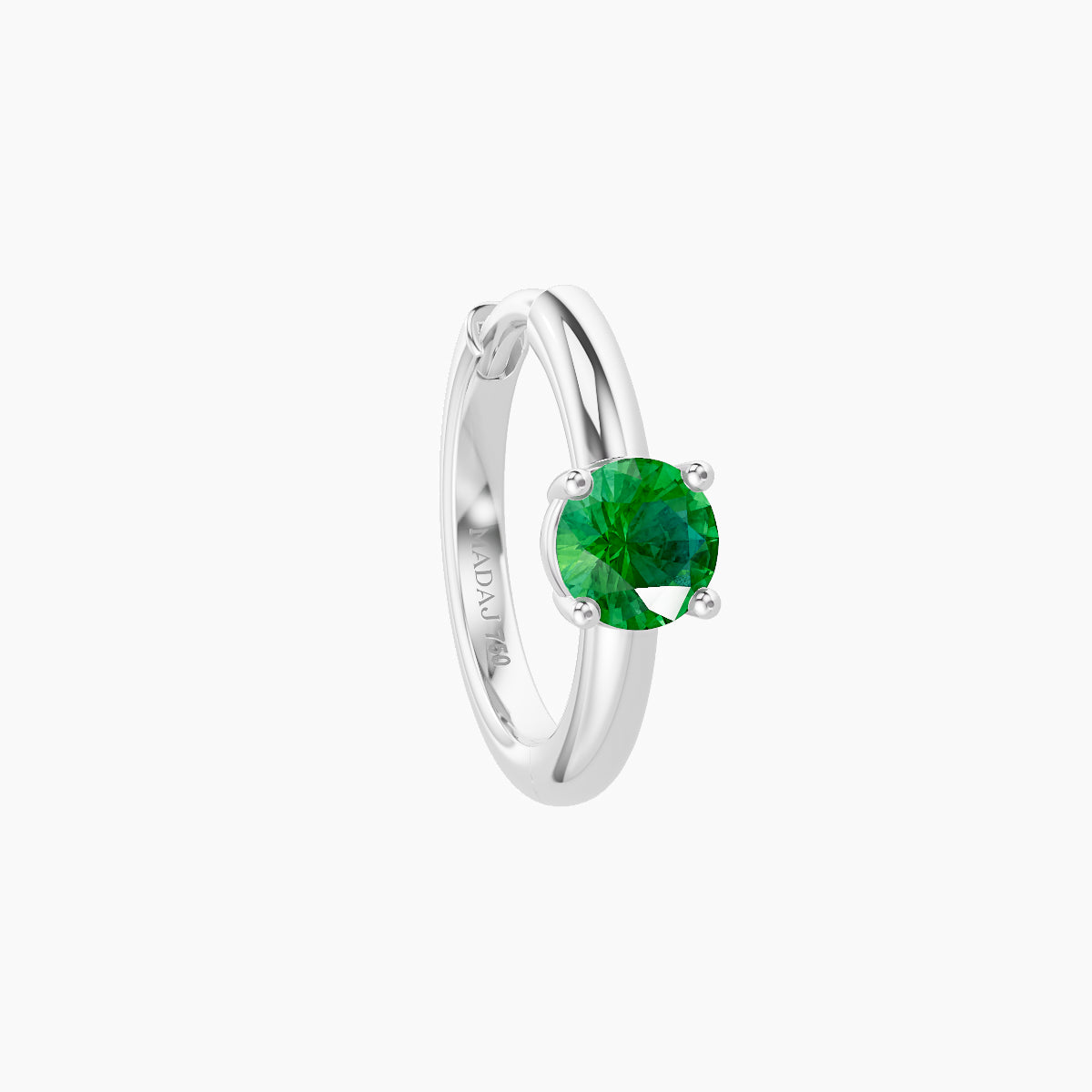 Dea | 18k White Gold 8 mm Round Emerald Hoop Piercing