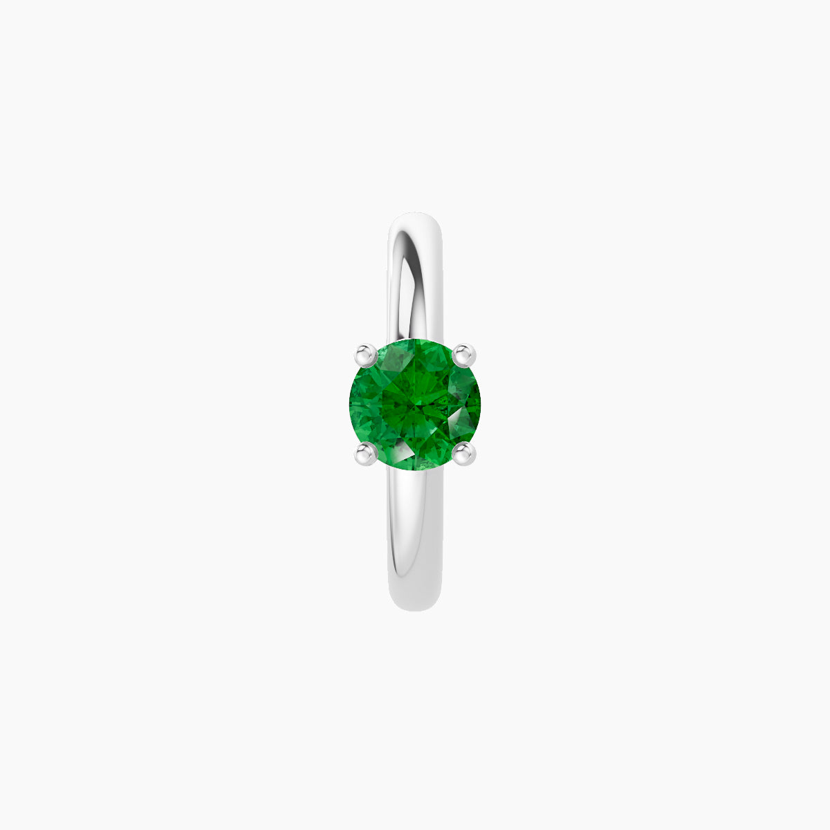 Dea | 18k White Gold 8 mm Round Emerald Hoop Piercing
