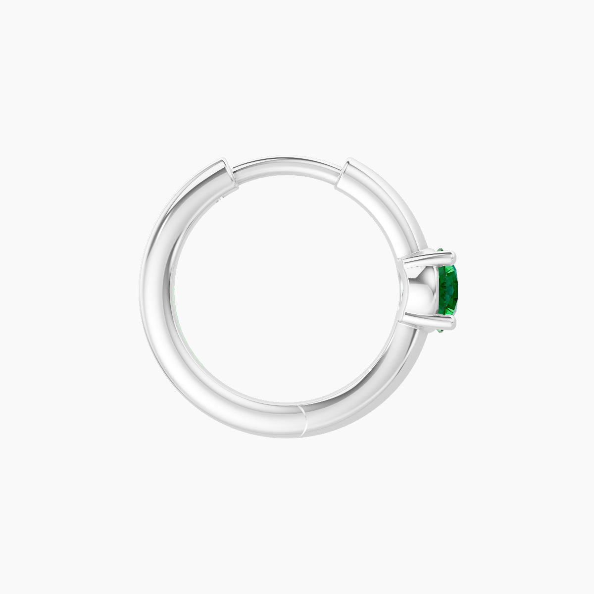 Dea | 18k White Gold 8 mm Round Emerald Hoop Piercing