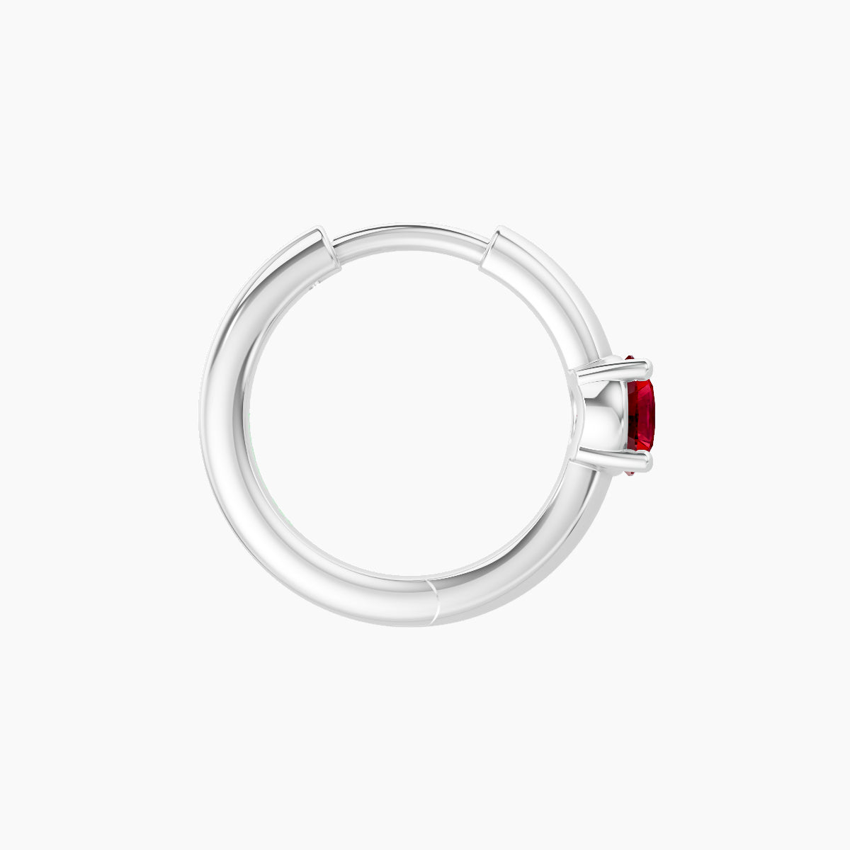 Dea | 18k White Gold 8 mm Round Ruby Hoop Piercing