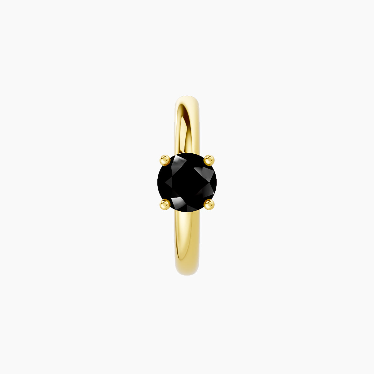 Dea | 18k Yellow Gold 8 mm Round Black Diamond Hoop Piercing