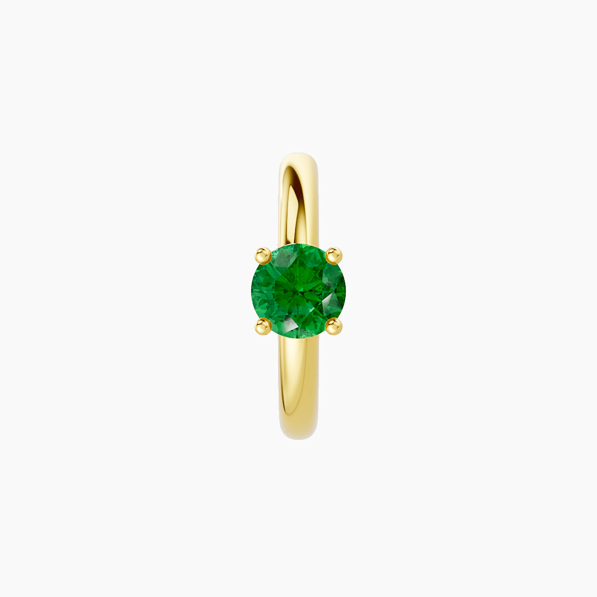 Dea | 18k Yellow Gold 8 mm Round Emerald Hoop Piercing