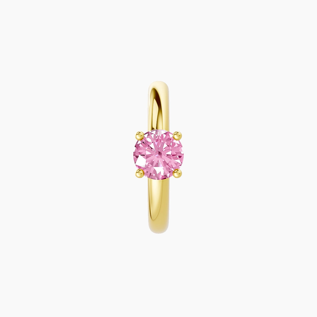 Dea | 18k Yellow Gold 8 mm Round Pink Sapphire Hoop Piercing