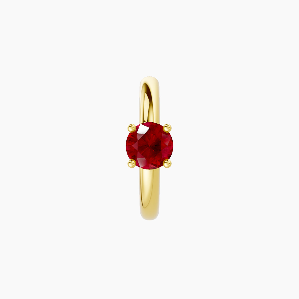 Dea | 18k Yellow Gold 8 mm Round Ruby Hoop Piercing