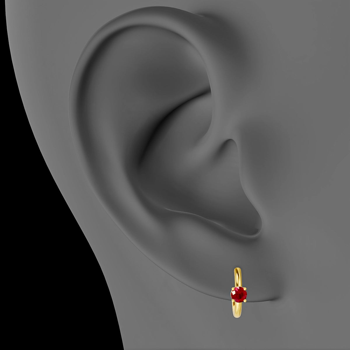 Dea | 18k Yellow Gold 8 mm Round Ruby Hoop Piercing