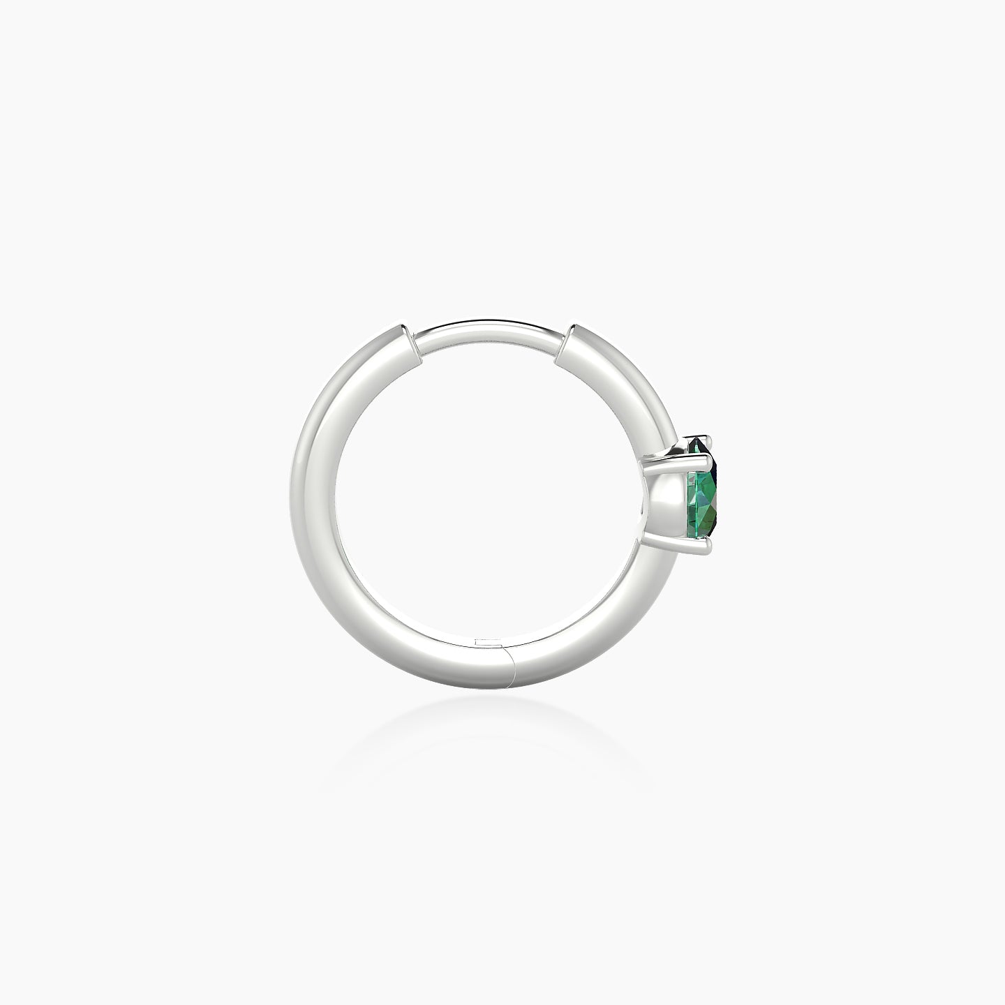 Dea | 18k White Gold 8 mm Round Emerald Hoop Piercing