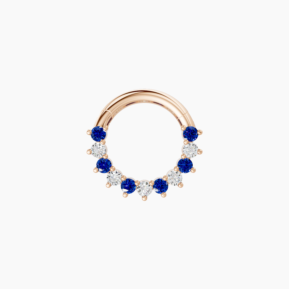 Delia | 18k Rose Gold 6.5 mm Sapphire & Diamond Daith Piercing