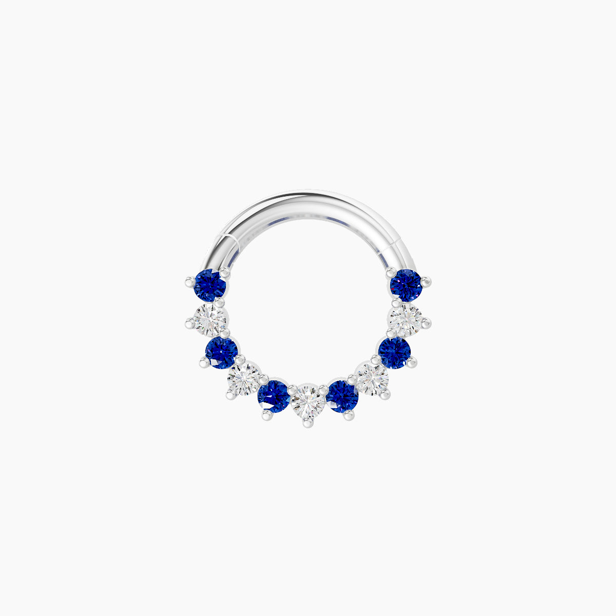 Delia | 18k White Gold 6.5 mm Sapphire & Diamond Daith Piercing