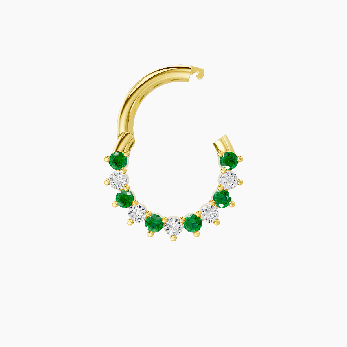 Delia | 18k Yellow Gold 6.5 mm Emerald & Diamond Daith Piercing