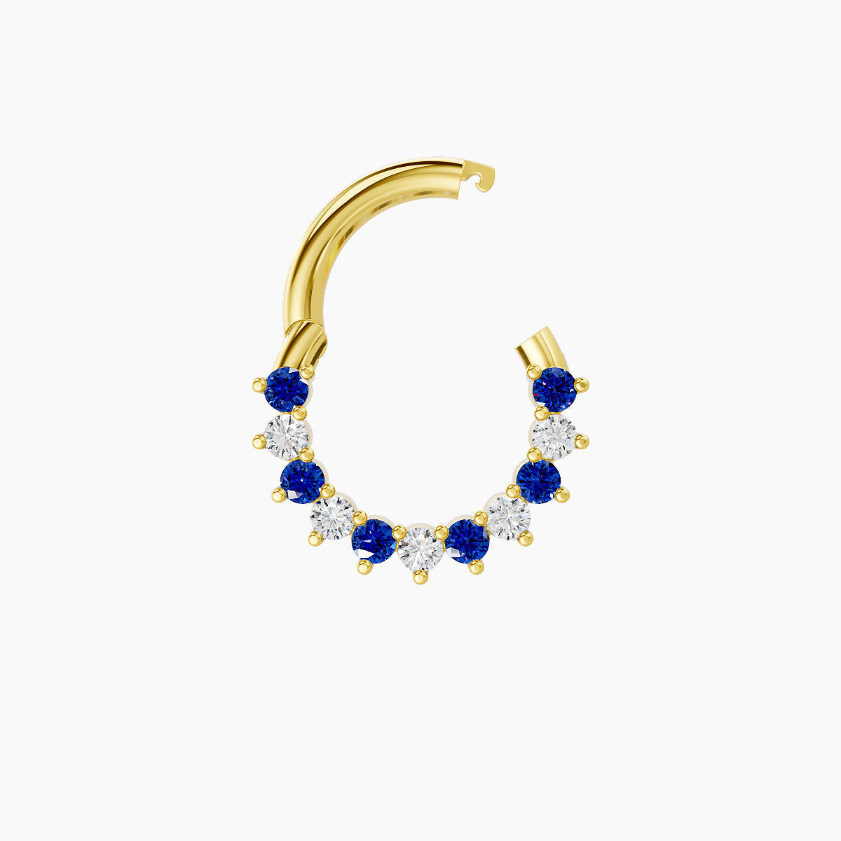 Delia | 18k Yellow Gold 6.5 mm Sapphire & Diamond Daith Piercing