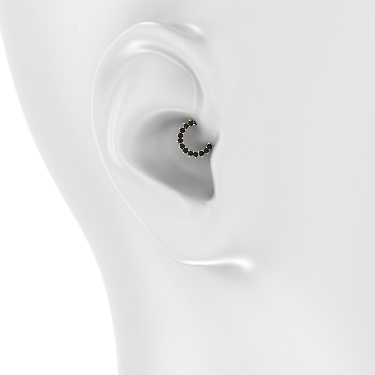 Delia | 18k Yellow Gold 6.5 mm Black Diamond Daith Piercing