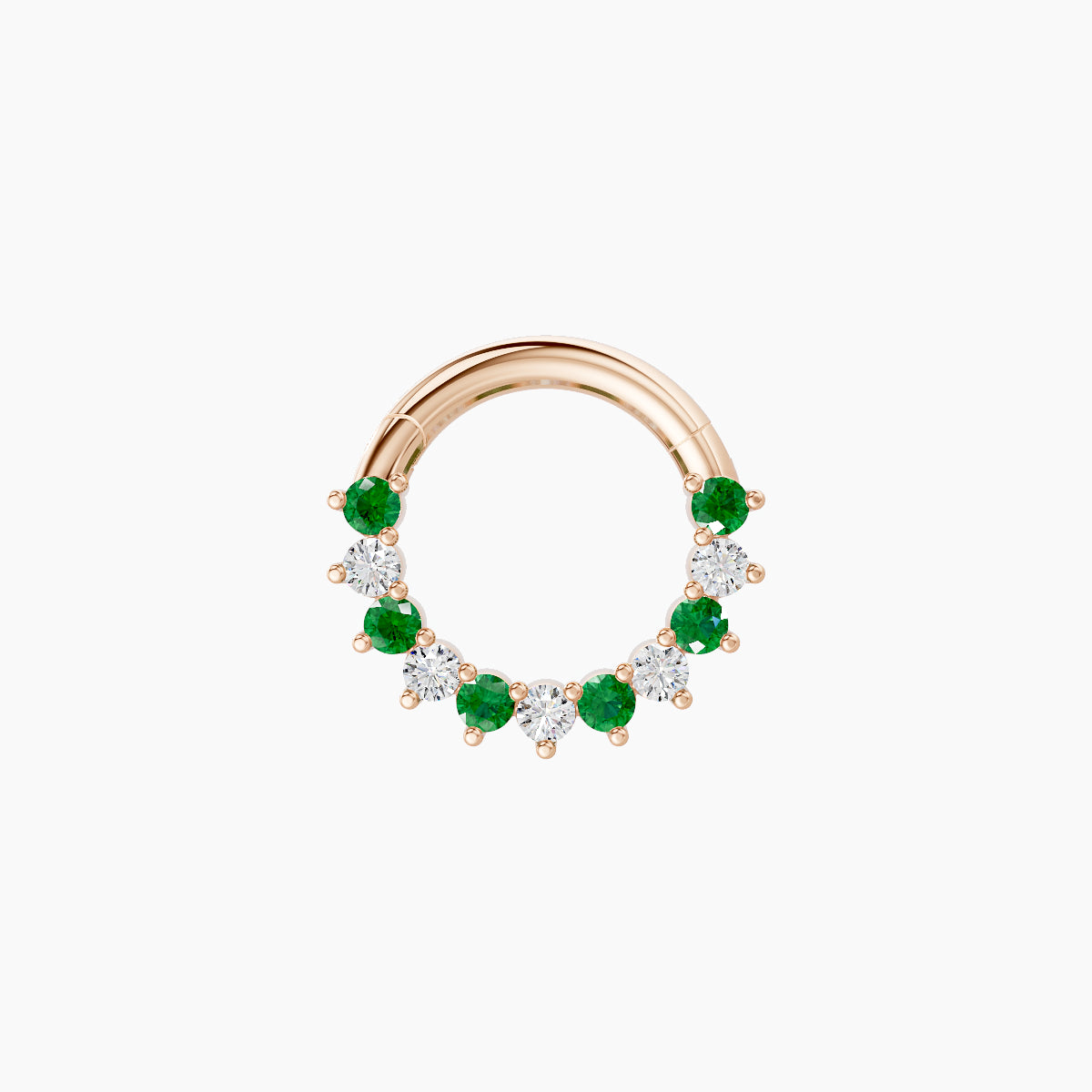 Delia | 18k Rose Gold 6.5 mm Emerald & Diamond Septum Piercing