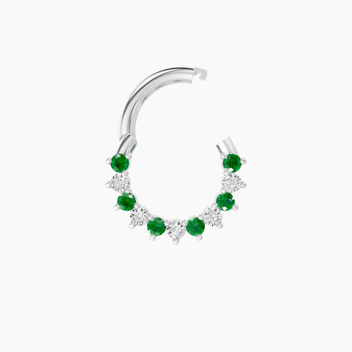 Delia | 18k White Gold 6.5 mm Emerald & Diamond Septum Piercing
