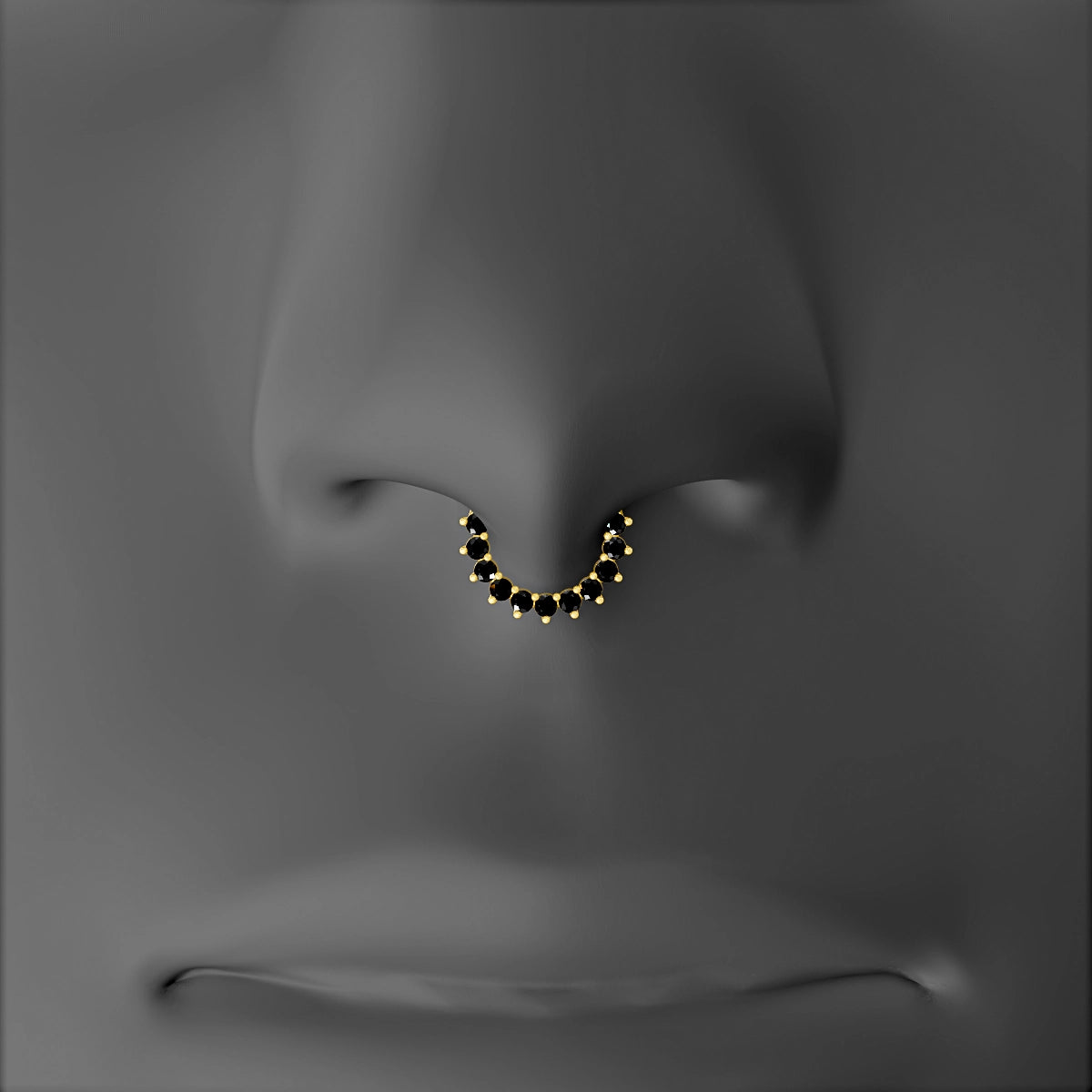 Delia | 18k Yellow Gold 6.5 mm Black Diamond Septum Piercing
