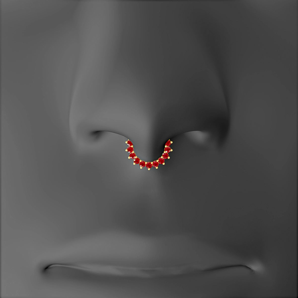 Delia | 18k Yellow Gold 6.5 mm Ruby & Diamond Septum Piercing