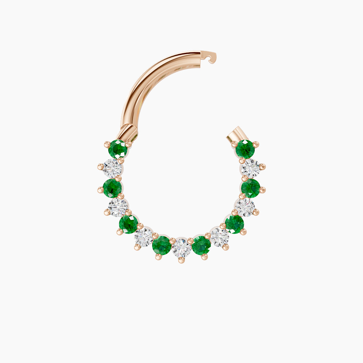 Delia | 18k Rose Gold 8 mm Emerald & Diamond Daith Piercing