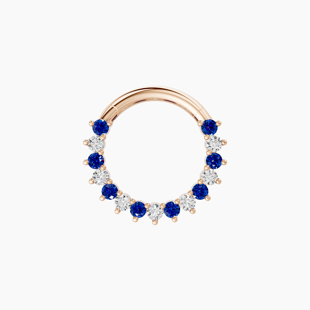 Delia | 18k Rose Gold 8 mm Sapphire & Diamond Daith Piercing